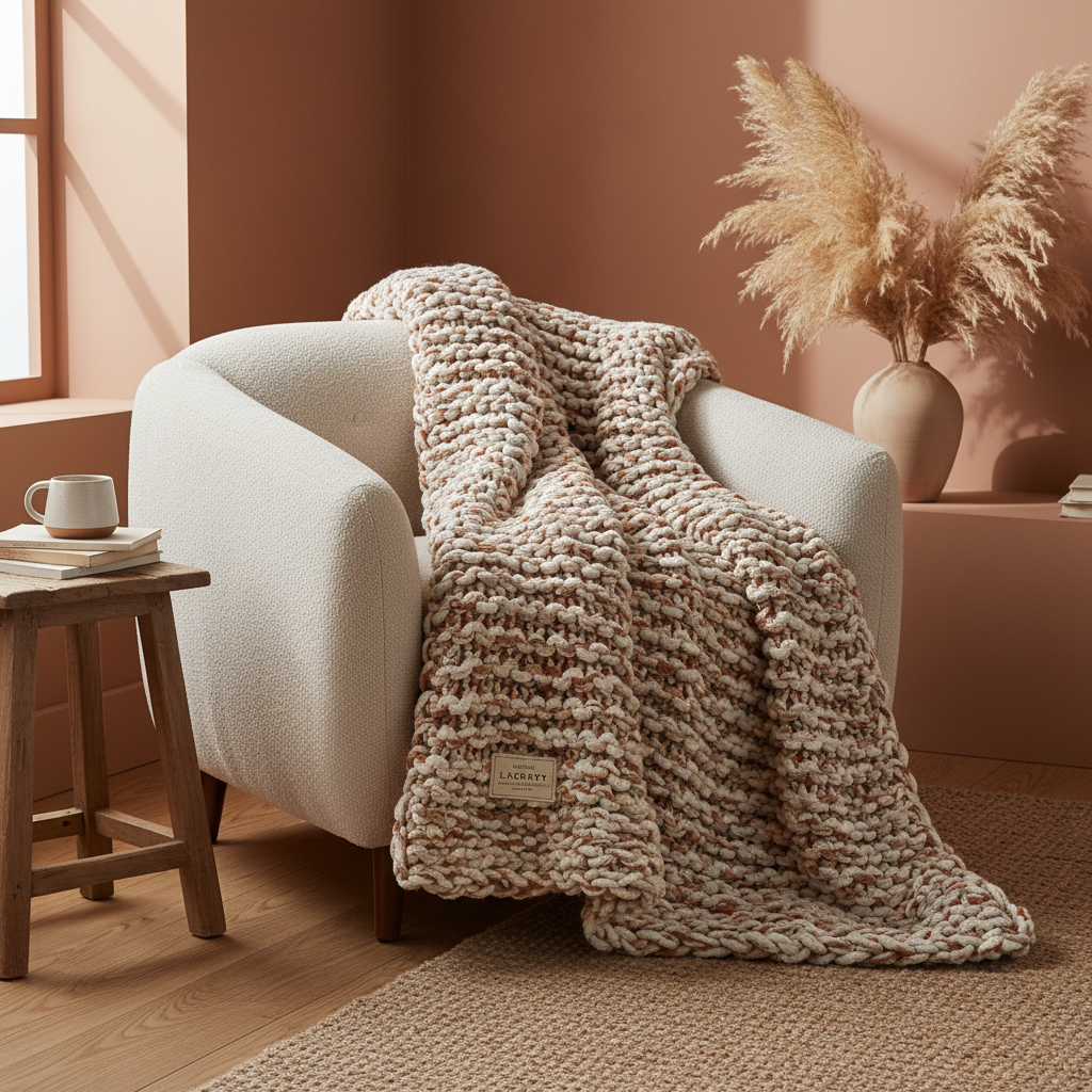 L'AGRATY Chunky Knit Throw Blanket